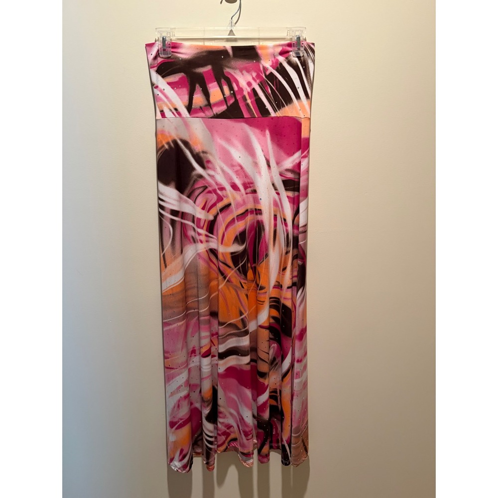 Honey & Lace 2-in-1 Convertible Maxi Skirt Dress Pink Abstract Sequin Size M